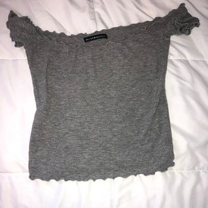 Brandy Melville Grey Off The Shoulder Top